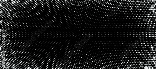 Silver halftone background, abstract glittering dots backdrop, disco texture design, shiny confetti banner. Vector illustration.