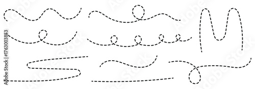 Hand drawn curve dotted line, Spiral dotted line hand drawn, Dotted lines path on white background. eps 10