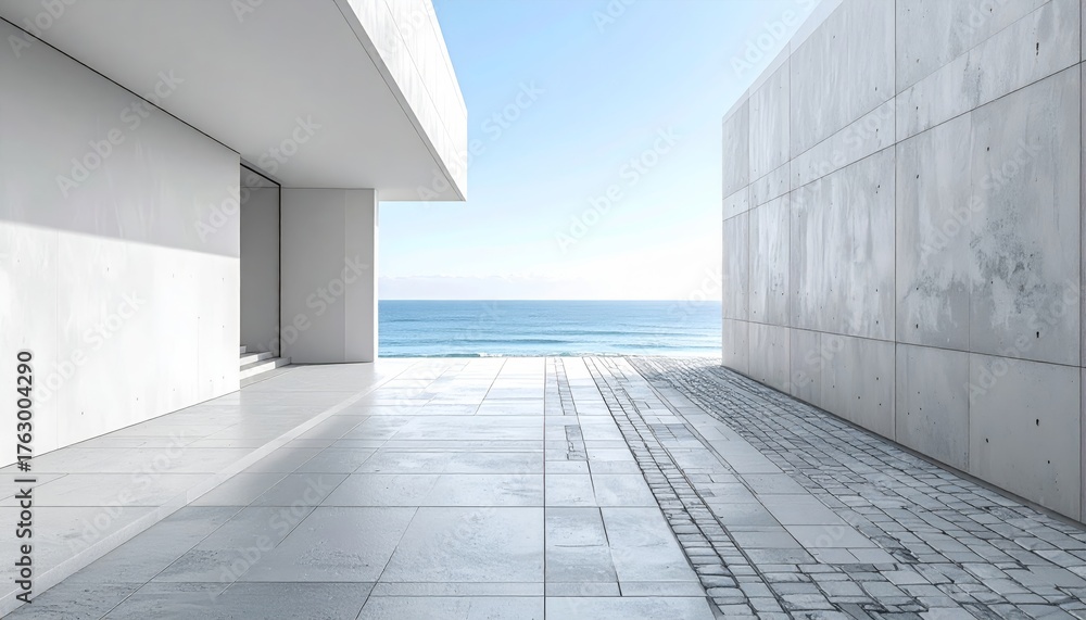 Obraz premium Minimalist interior architecture design of an empty white room with a single window and wooden floor
