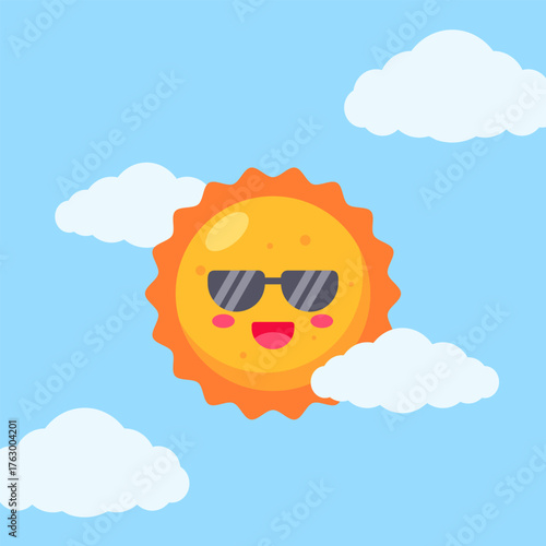 Cute Sun Cartoon with Sunglasses
