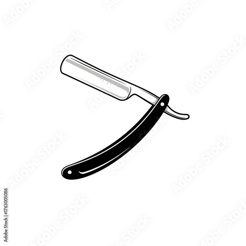 Straight Razor Icon – Classic Barber Shaving Blade and Grooming Tool Illustration