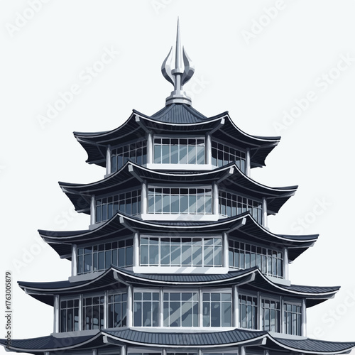 Chinese temple with a sturdy modern architectural style