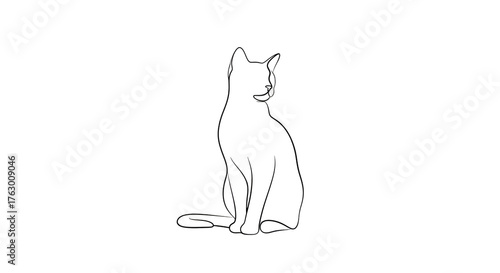 Sitting cat outline illustration for pet concept
