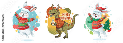 Whimsical characters delight with festive holiday cheer and bright colors