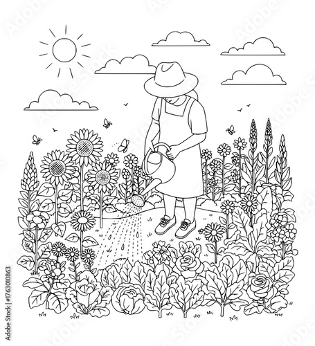 Watering Summer Garden