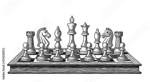 Chessboard with Pieces Illustration
