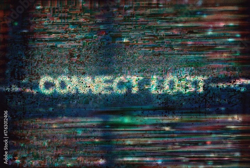 HD TV screen network lost glitch broadcasting error showing no signal or bad signal, Abstract television vhs glitch screen noise grain distorted flickering lines glitch background 