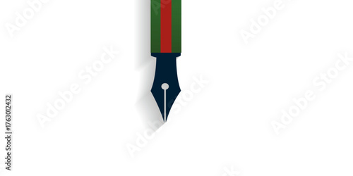 pen of Bangladesh Color. painting colorful pen. Sharp kitchen knives, scissors, and other metal cutting tools with wood handles, isolated on white background.