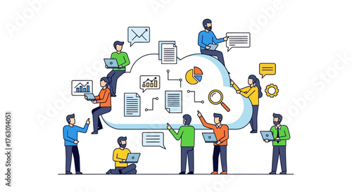 Cloud Computing Collaboration: Team Working with Data and Analytics