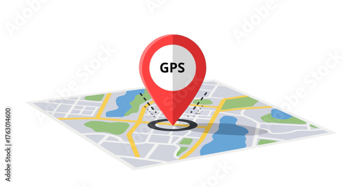 GPS Location Pin on a City Map Illustration