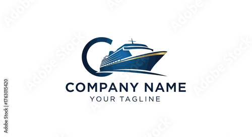 Elegant Cruise Ship Logo Design with Initial C for Travel Company.