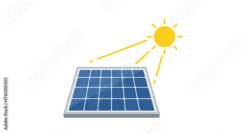 Solar Panel with Sun Illustration for Renewable Energy