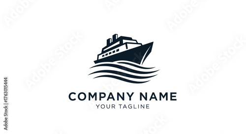 Cruise ship logo design for travel and tourism company branding.