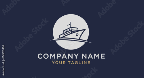 Elegant Ship Logo Design with Circular Background for Maritime Business.