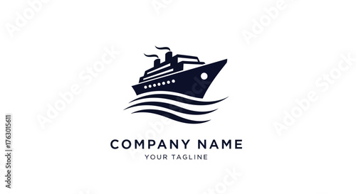 Elegant cruise ship logo design for travel and tourism company.