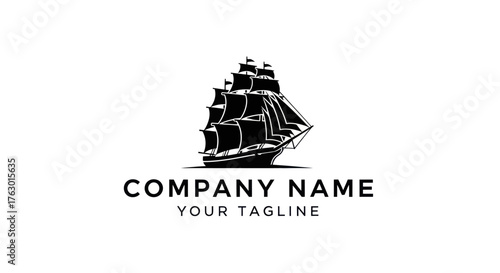 Classic Sailing Ship Logo Design for Maritime Businesses.