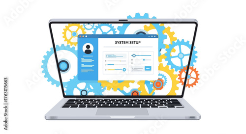 Laptop Computer with System Setup Interface Displayed