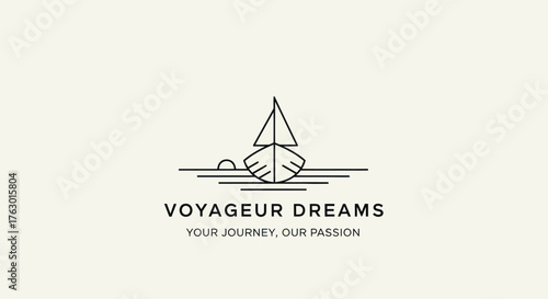 Minimalist Line Art Sailboat Logo for a Travel Brand.