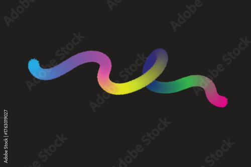 A colorful abstract wavy line on a dark background, blending multiple bright hues together, creating a smooth flow of motion and modern gradient concept for digital and creative design.