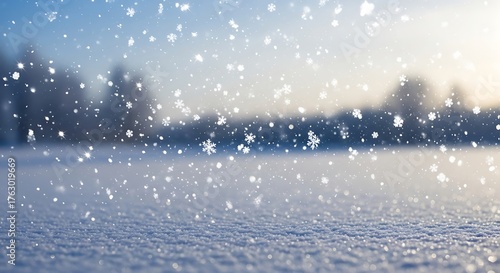 Wallpaper Mural Gentle snowfall blankets a serene winter landscape with blurred trees Torontodigital.ca