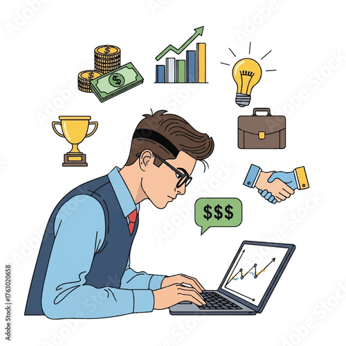 someone who has ambitions to gain wealth, achievements, connections, profits