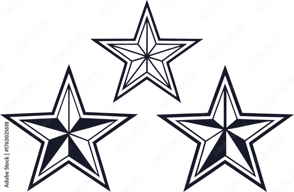 Obraz premium American Stars Design Set. USA Star Icon Collection. Patriotic Stars Illustration Pack. Stars and Stripes Art Set. Classic American Star Design. National Symbol Stars Collection. Independence Day Star
