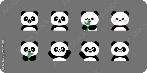 A set of panda emoticons