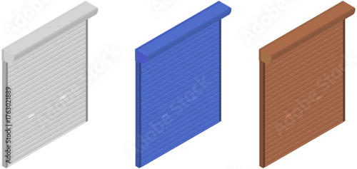 Isometric Illustration of Roller Shutter Door Vector