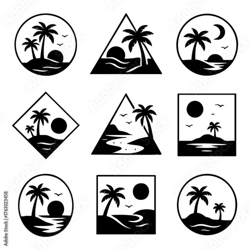 set of icons for beach