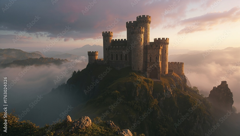 Obraz premium sunset over castle
