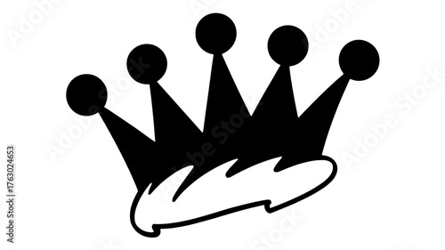 Simple black crown illustration with five rounded points outlined in black, symbolizing royalty, power, and elegance.