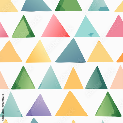Abstract geometric pattern with colorful triangles.