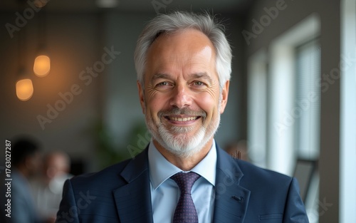 mature 50 year old confident professional manager, confident businessman investor looking at camera, smiling mid aged older business man executive standing in office, portrait. High quality