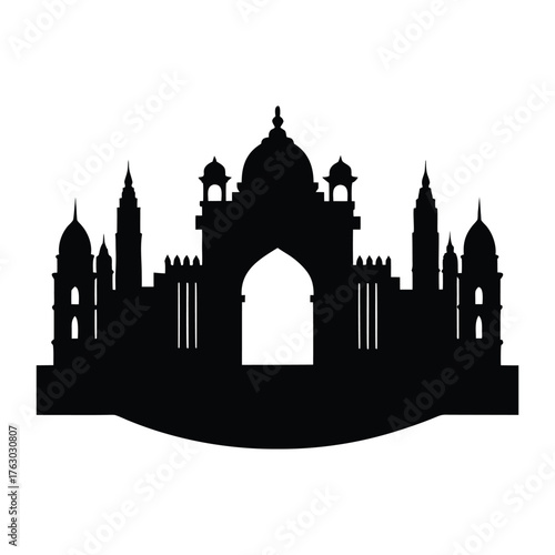 Mumbai Skyline with Gateway of India Vector Silhouette Art