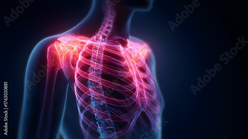 Upper Torso Anatomy Highlighting Shoulder Muscles – Medical Illustration