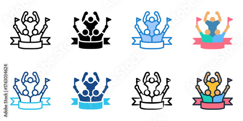 Fan cheering icon set multiple style collection 
