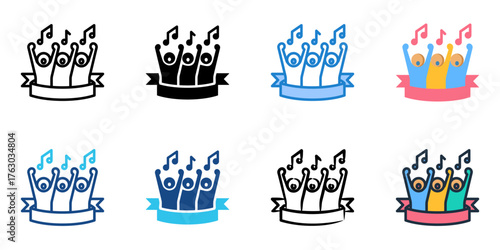 Fan chants icon set multiple style collection 
