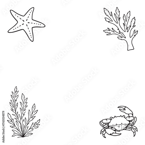 Hand-Drawn coloring page Outline Set for Kids