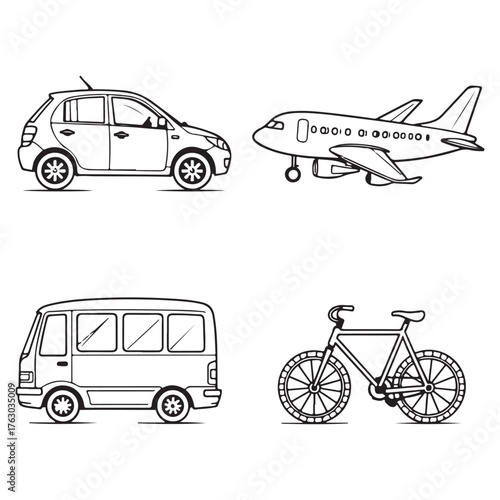 Hand-Drawn coloring page Outline Set for Kids