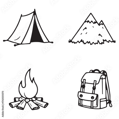 Hand-Drawn coloring page Outline Set for Kids