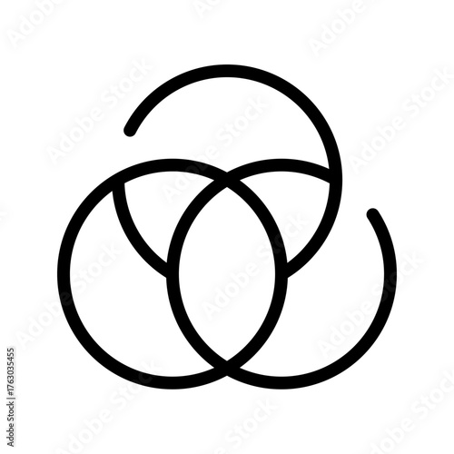 Venn Diagram Line Icon Overlap, Intersection & Integration