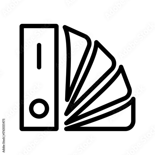 Color Swatch Fan & Binder Line Icon — Palette, Sample Book
