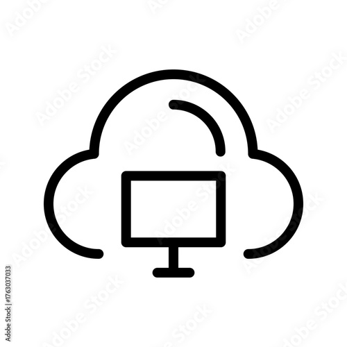 Cloud Desktop Line Icon — Virtual Desktop, Remote Access & Cloud Computing