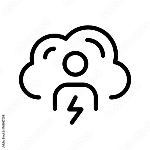 Cloud User with Power Bolt Line Icon — Cloud Admin, Performance & DevOps