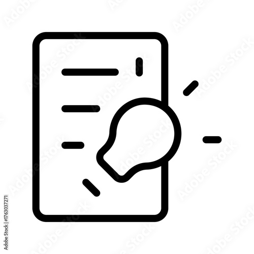 Document with Light Bulb Line Icon — Idea, Insight & Concept Proposal