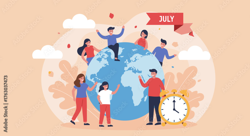 Fototapeta premium People celebrating World Population Day illustration