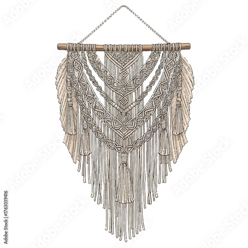 Macrame Wall Art: A finely crafted macrame wall hanging with intricate knotwork and a natural aesthetic adds a touch of bohemian flair to any space.