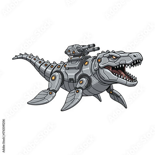 Mecha Mosasaurus with Battle Armor illustration