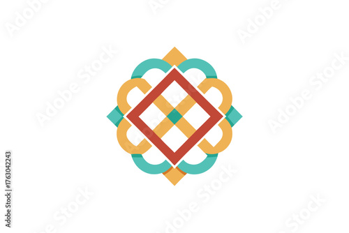 Minimalist sandwich tied with tibetan endless knot illustration