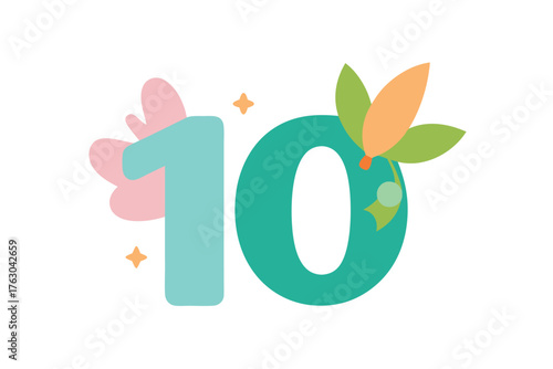 Magical fairy garden number ten clipart